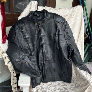 Men's Black Leather King Motor Cycle Jacket